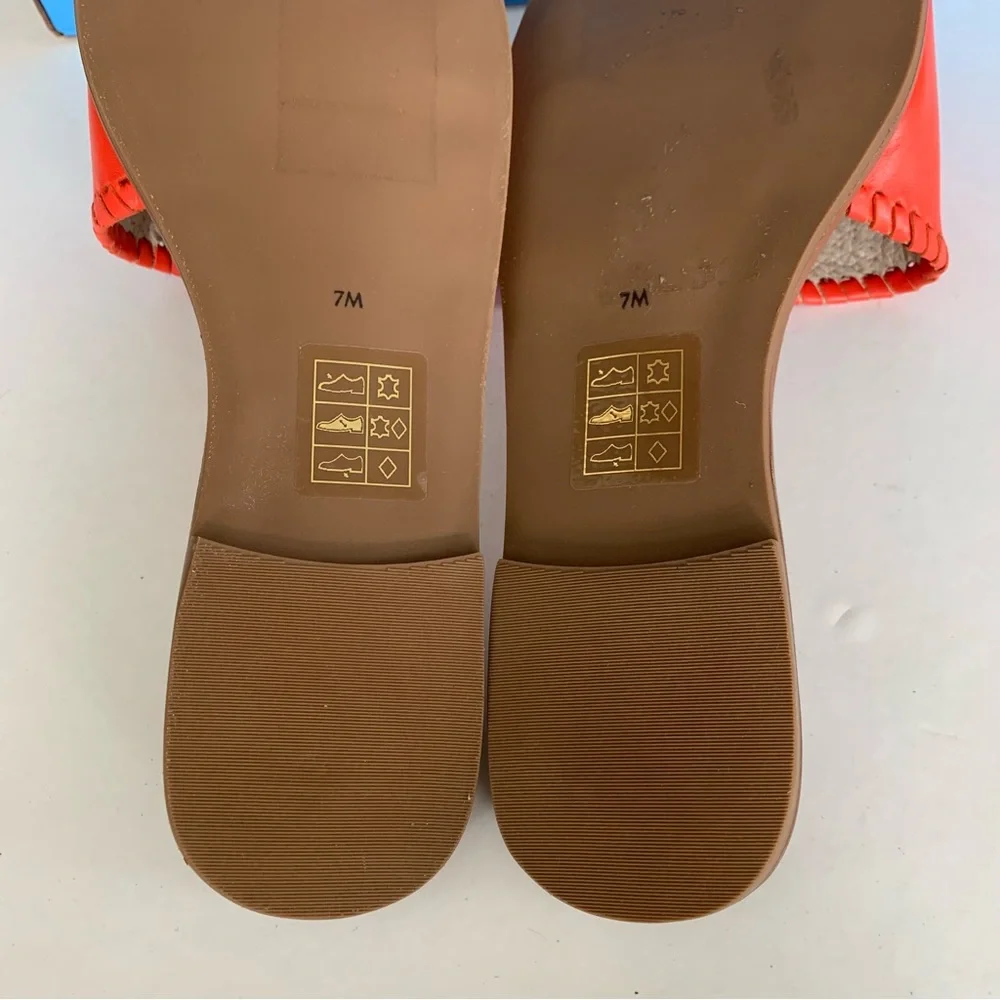 Jack Rogers Womens Sofia red Leather Slip On Flat Sandals Shoes US 7 M NEW - Picture 8 of 9